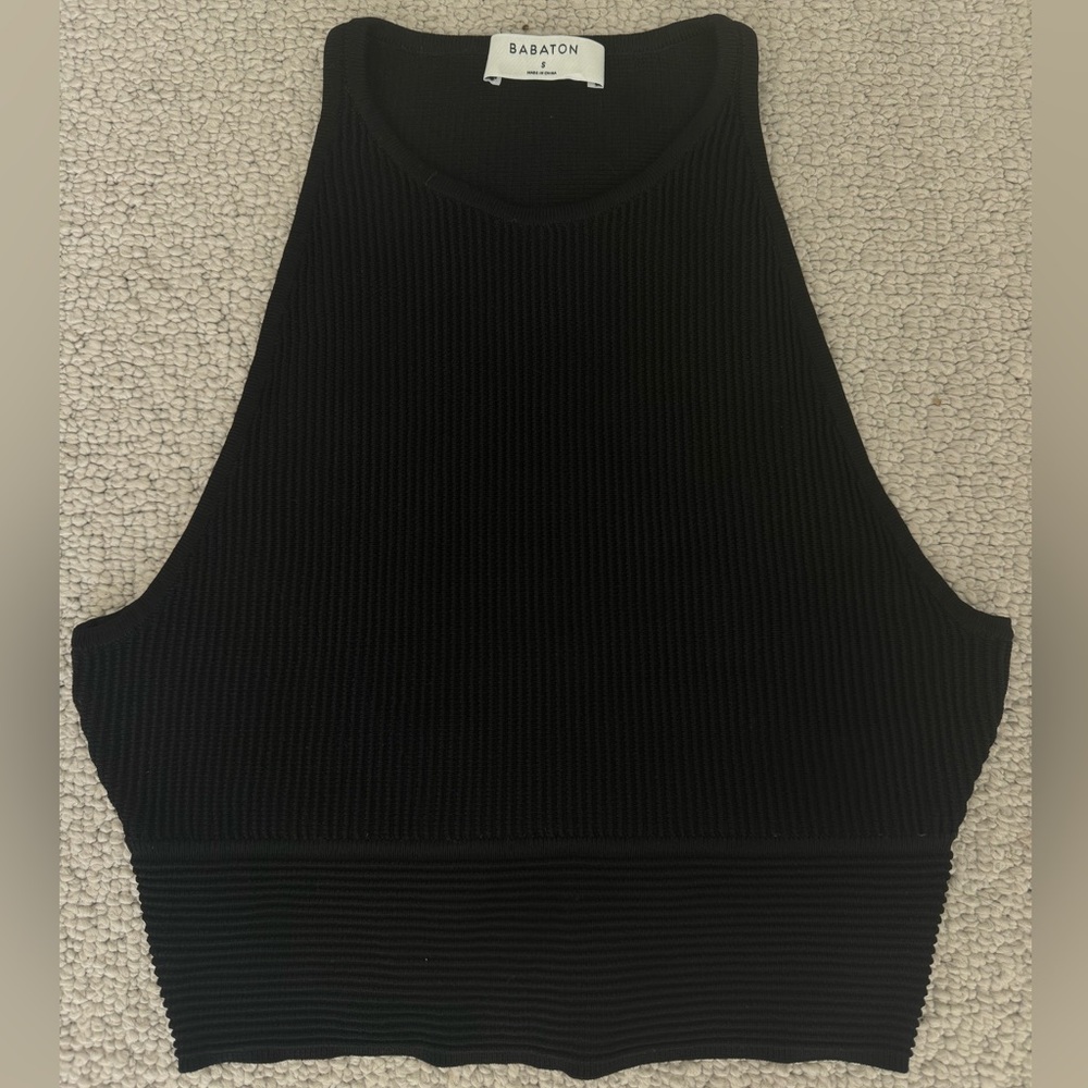 Babaton sculpt knit black tank top